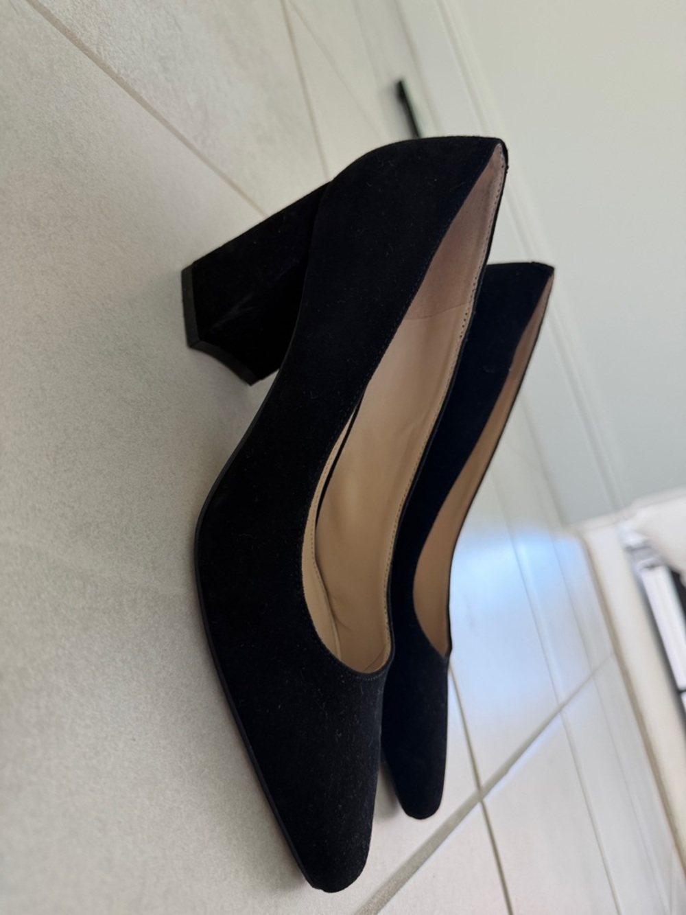 Marc Fisher Black Suede Block Heel Pumps